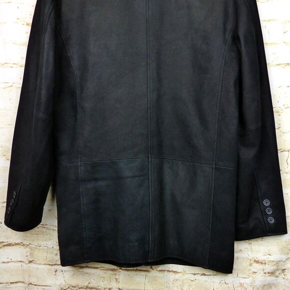 The Territory Ahead Pebbled Leather Jacket Mens S Black 3 Button Pockets VTG - Picture 10 of 15
